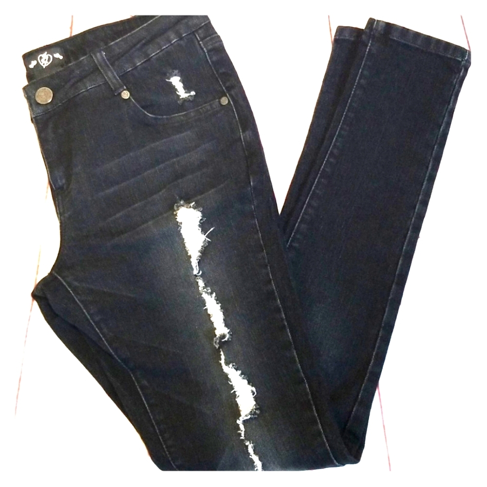 IRON FIST distressed black stretch skinny jeans